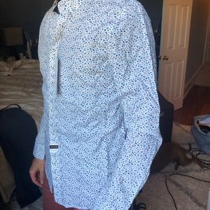 NWT Denim & Flower White Blue Floral Mens Shirt M